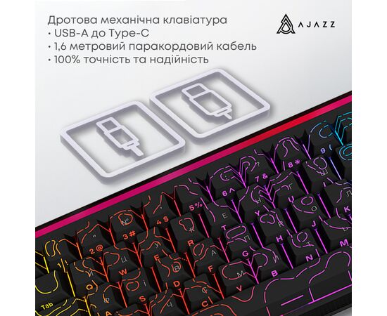 Клавіатура Ajazz NK68 Red Switch USB UA Black (NK68-R-S-B), зображення 7
