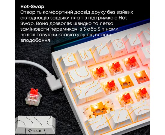 Клавиатура Ajazz NK68 Red Switch USB UA White (NK68-R-S-W), изображение 11