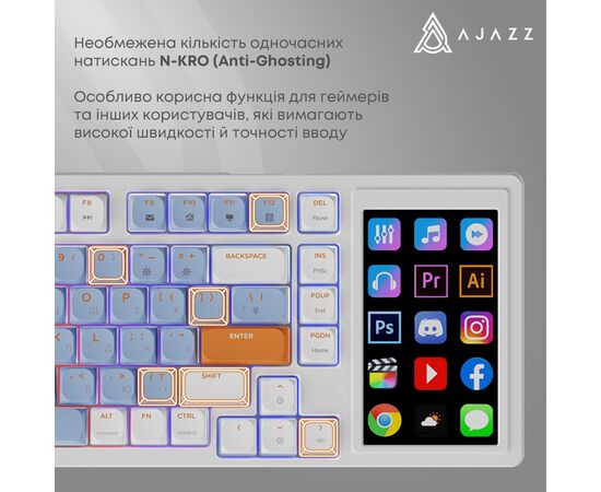 Клавиатура Ajazz AKP815 RGB Red Switch USB UA White/Blue (AKP815-R-WBO), изображение 8