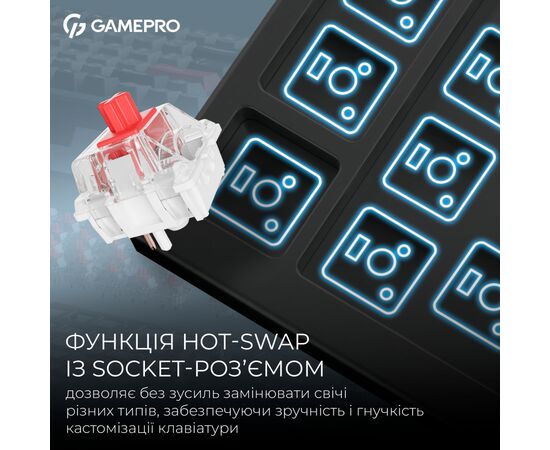 Клавиатура GamePro Asgard Drakkar Keychron Super Red Switch Wireless/Bluetooth/USB UA Black (MK305BK), изображение 10