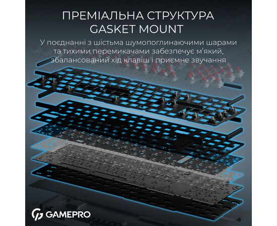 Клавиатура GamePro Asgard Drakkar Keychron Super Red Switch Wireless/Bluetooth/USB UA Black (MK305BK), изображение 11