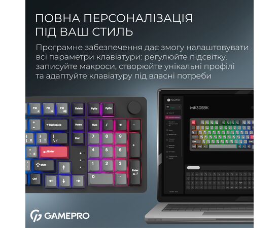 Клавиатура GamePro Asgard Drakkar Keychron Super Red Switch Wireless/Bluetooth/USB UA Black (MK305BK), изображение 12