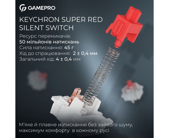 Клавиатура GamePro Asgard Drakkar Keychron Super Red Switch Wireless/Bluetooth/USB UA Black (MK305BK), изображение 9