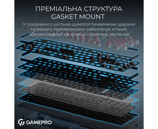 Клавиатура GamePro Asgard Drakkar Keychron Super Red Switch Wireless/Bluetooth/USB UA Blue (MK305BL), изображение 11
