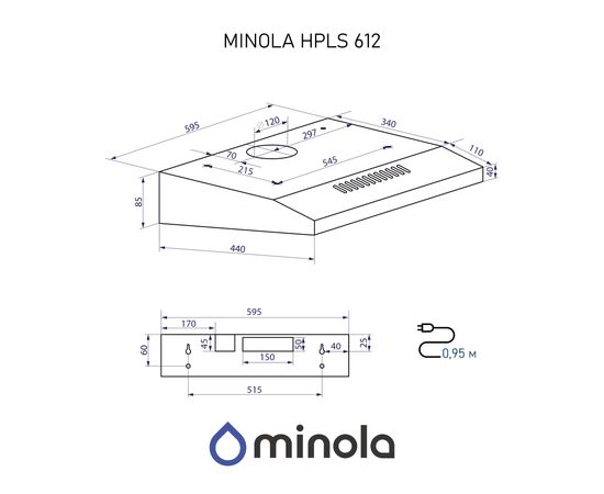 Витяжка кухонна Minola HPLS 612 BL, зображення 12