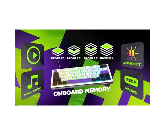 Клавіатура Hator Hellyberry HK60 Mechanical Linear RGB Wireless/Bluetooth/USB UA White/Violet (HK60_wireless), зображення 11