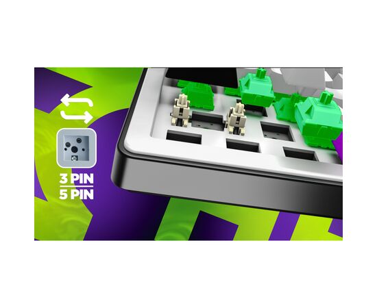 Клавіатура Hator Hellyberry HK60 Mechanical Linear RGB Wireless/Bluetooth/USB UA White/Violet (HK60_wireless), зображення 9