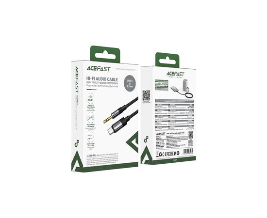 Кабель мультимедийный USB-C to 3.5mm M 0.15m black Acefast (6974316285274), изображение 4