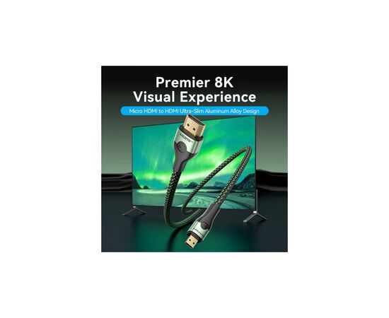 Кабель мультимедийный HDMI M to HDMI micro M 2.1m V2.0 8K 60Hz green VENTION (AGKGH), изображение 4
