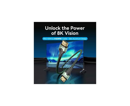 Кабель мультимедийный HDMI M to HDMI mini M 2.0m V2.1 8K 60Hz green VENTION (AGJGH), изображение 3