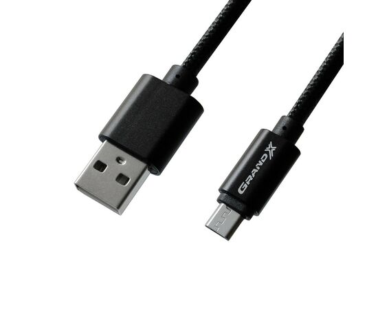Дата кабель USB 2.0 AM to Micro 5P 1.0m Black/Black Grand-X (FM01BB)