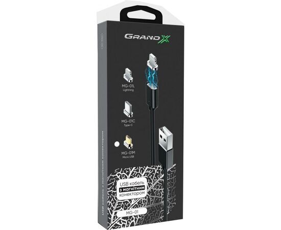 Дата кабель USB 2.0 AM to Micro 5P 1.0m Magnet Grand-X (MG-01M), изображение 6