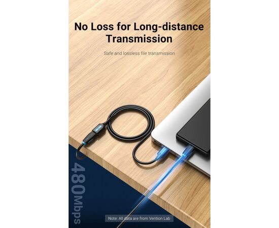 Дата кабель USB 2.0 AM/AF 1.5m black VENTION (CBIBG), изображение 12