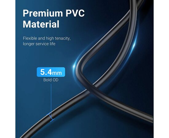 Дата кабель USB 2.0 AM/AF 1.5m black VENTION (CBIBG), изображение 4