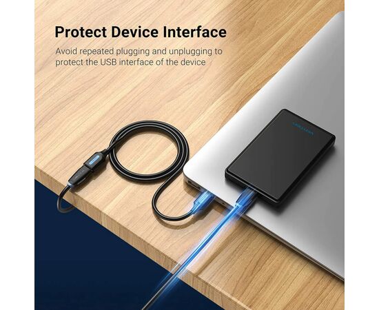 Дата кабель USB 2.0 AM/AF 1.5m black VENTION (CBIBG), изображение 5