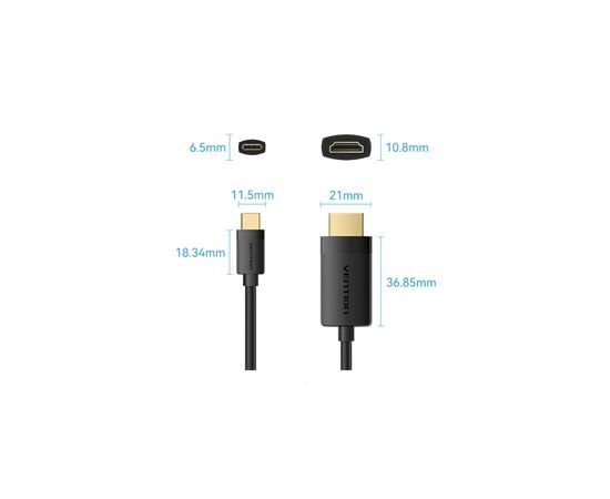 Кабель мультимедійний USB-C to HDMI M 2.0m 4K 60Hz black VENTION (CRIBH), зображення 2