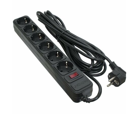 Сетевой фильтр питания Patron 5.0 m3*1mm2 (SP-1065)  6 розеток BLACK (EXT-PN-SP-1065)