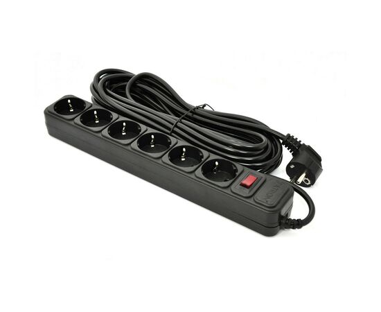 Мережевий фільтр живлення Patron 10 m3*1mm2 (SP-10610) 6 розеток BLACK (EXT-PN-SP-10610)