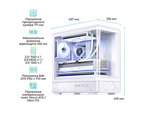 Корпус для ПК JONSBO D200 White, изображение 3