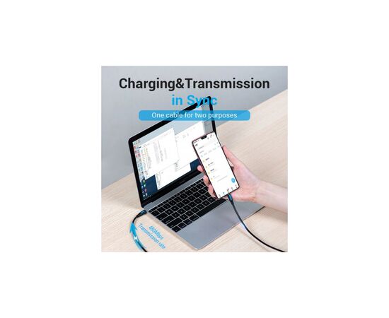 Дата кабель USB-C to Micro 5P 1.5m 10W black VENTION (COVBG), зображення 2