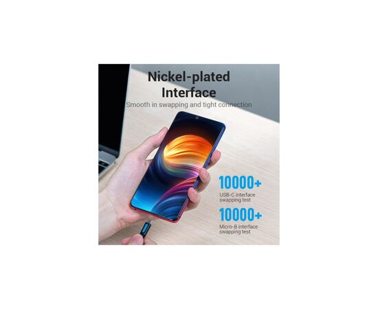Дата кабель USB-C to Micro 5P 1.5m 10W black VENTION (COVBG), зображення 6