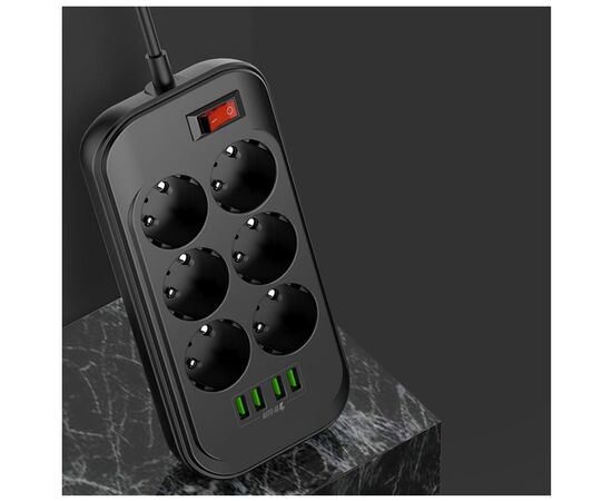 Сетевой фильтр питания ColorWay CW-CHE64B, 6 розеток/4USB Black (CW-CHE64B), изображение 11
