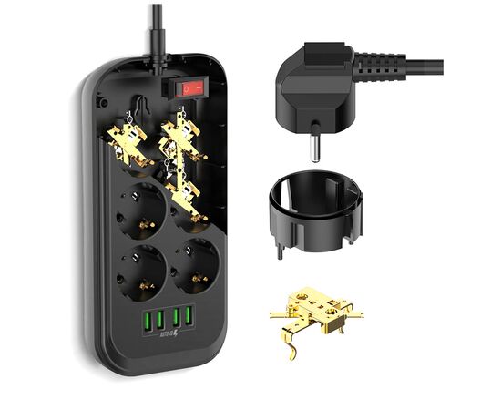 Сетевой фильтр питания ColorWay CW-CHE64B, 6 розеток/4USB Black (CW-CHE64B), изображение 9