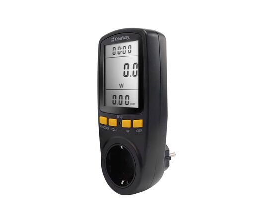 Ватметр ColorWay цифровий 16A/3680W, black (CW-VM16-02D), зображення 2