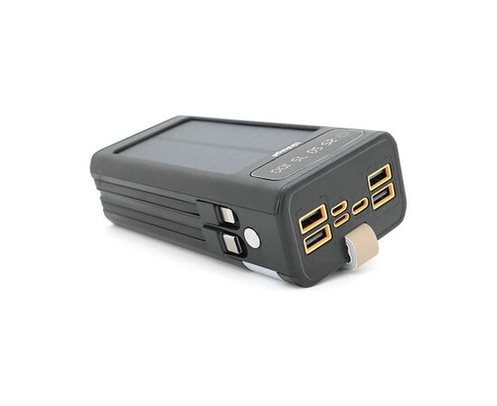 Батарея универсальная Linkage 30000mAh, Solar, 22.5W, cables Туре-С+Lighting, Black (LKP-46), изображение 2