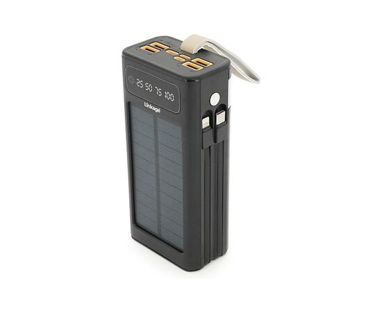 Батарея универсальная Linkage 30000mAh, Solar, 22.5W, cables Туре-С+Lighting, Black (LKP-46), изображение 3