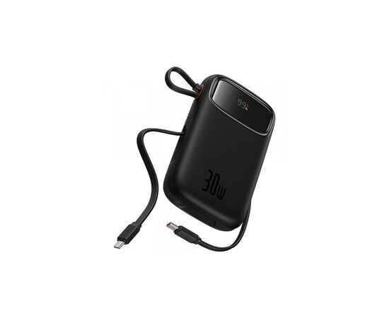 Батарея универсальная Baseus 10000mAh Qpow 2 30W PD/3.0, QC/3.0, w/built-in USB-C cable, Black (P10055008113), изображение 4