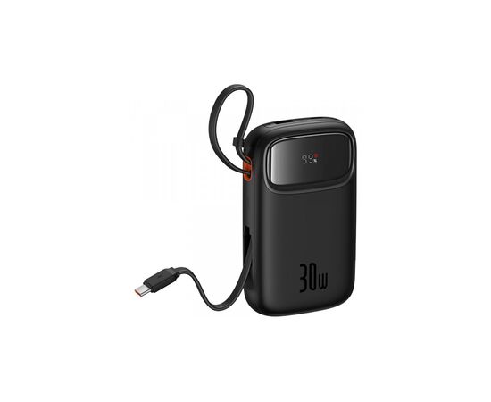 Батарея универсальная Baseus 10000mAh Qpow 2 30W PD/3.0, QC/3.0, w/built-in USB-C cable, Black (P10055008113), изображение 5