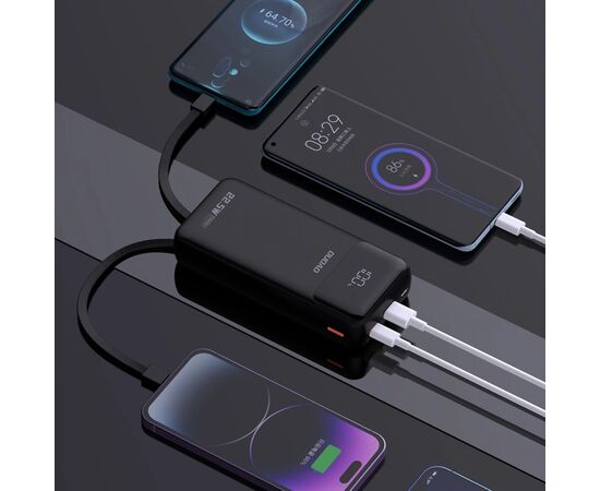 Батарея универсальная Dudao K15Pro 20000mAh PD/22.5W, QC, with built-in cables, Black (6977196682430), изображение 5