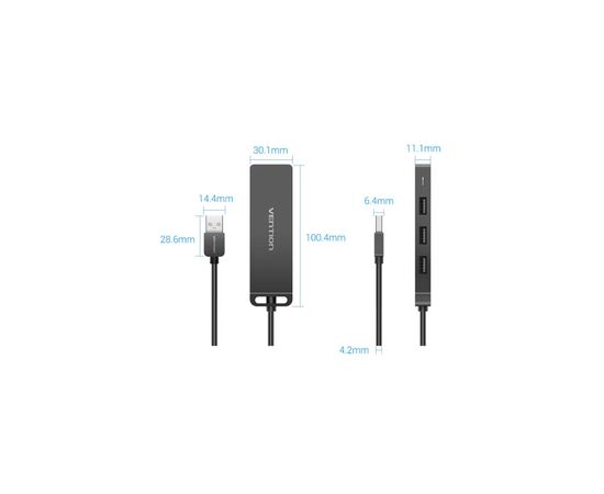 Концентратор VENTION USB 2.0 to 4xUSB 2.0 black (CHMBB), зображення 2