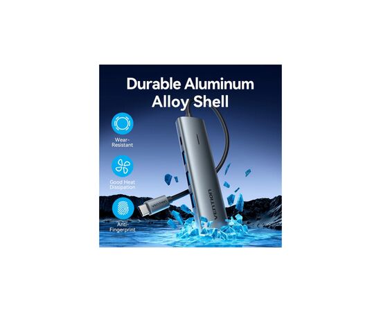 Концентратор VENTION USB-C to 4xUSB 3.0 + 1xUSB-C black (TGZHB), изображение 5