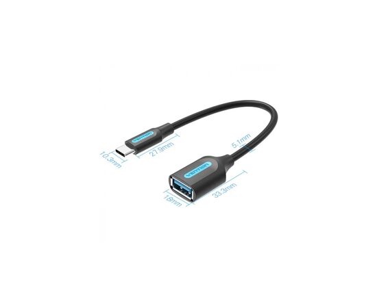 Перехідник OTG USB 3.1 AF to USB-C 0.15m black VENTION (CCVBB), зображення 2