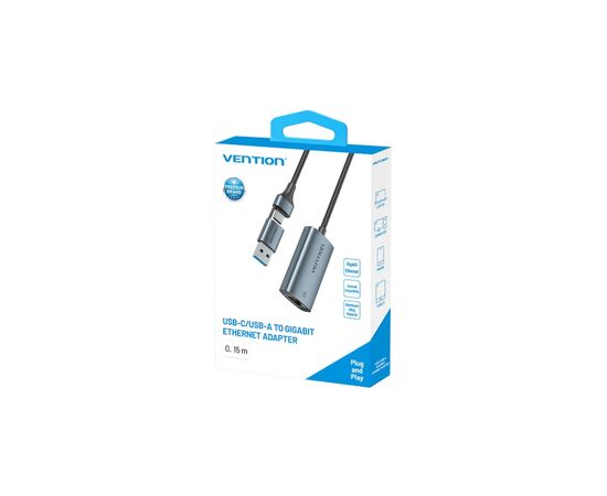 Переходник USB-C to RJ45 Ethernet 1000Mbps gray VENTION (CFQHB), изображение 3