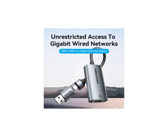 Переходник USB-C to RJ45 Ethernet 1000Mbps gray VENTION (CFQHB), изображение 4