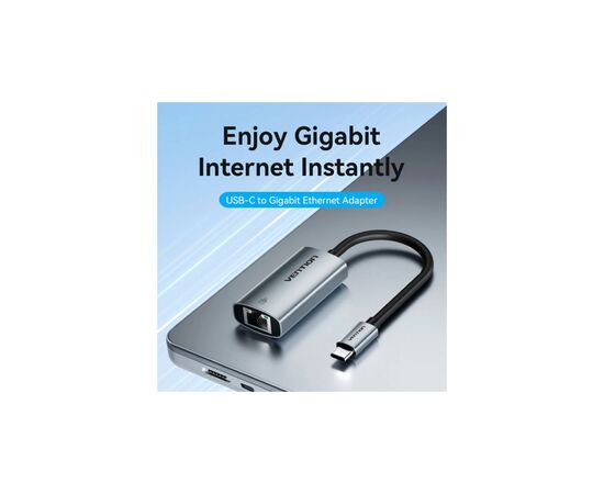 Переходник USB-C to RJ45 Ethernet 1000Mbps black VENTION (CFPHB), изображение 6