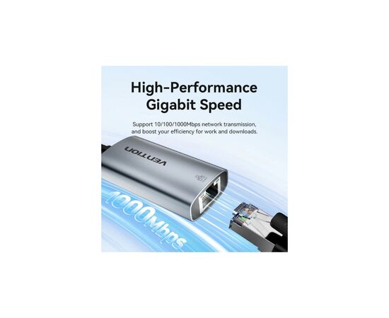 Переходник USB-C to RJ45 Ethernet 1000Mbps black VENTION (CFPHB), изображение 9