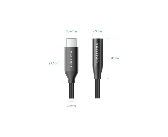 Переходник USB-C to 3.5mm M black VENTION (BIIBA), изображение 2