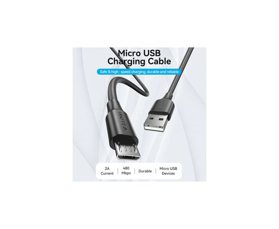 Дата кабель USB 2.0 AM to Micro 5P 1.0m black VENTION (CTIBF), изображение 5