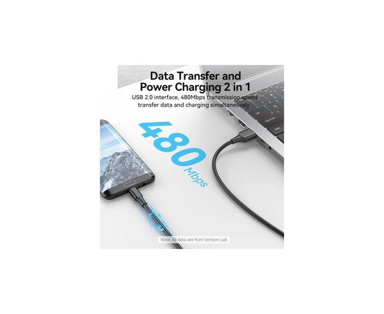 Дата кабель USB 2.0 AM to Micro 5P 2.0m black VENTION (CTIBH), изображение 4