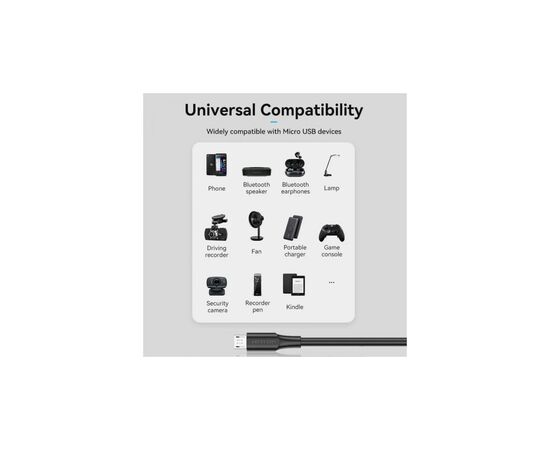 Дата кабель USB 2.0 AM to Micro 5P 2.0m black VENTION (CTIBH), изображение 6