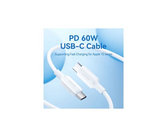 Дата кабель USB-C to USB-C 1.0m 60W white VENTION (TRCWF), изображение 4