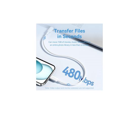 Дата кабель USB-C to USB-C 1.0m 60W white VENTION (TRCWF), изображение 7