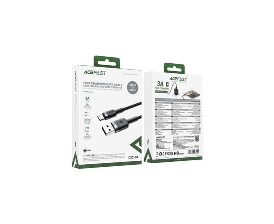 Дата кабель USB 2.0 AM to USB-C 1.2m 60W black Acefast (6974316285144), зображення 4