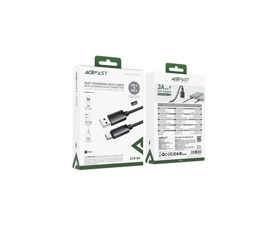Дата кабель USB 2.0 AM to USB-C 1.2m 60W black Acefast (6974316284482), зображення 4