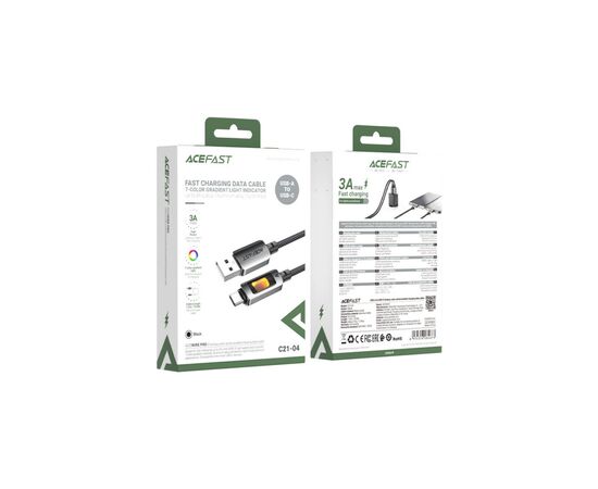 Дата кабель USB 2.0 AM to USB-C 1.2m 60W black Acefast (6974316284673), зображення 4