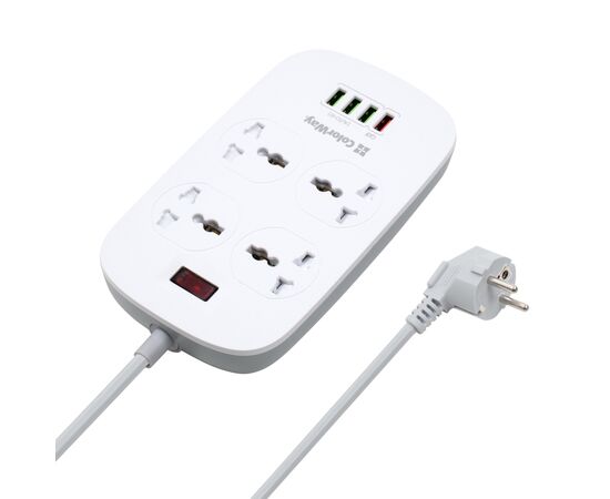 Сетевой фильтр питания ColorWay 4 розетки/4USB White 1.8м (1QC3.0 + 3 AUTO ID) (CW-CHU44QW)